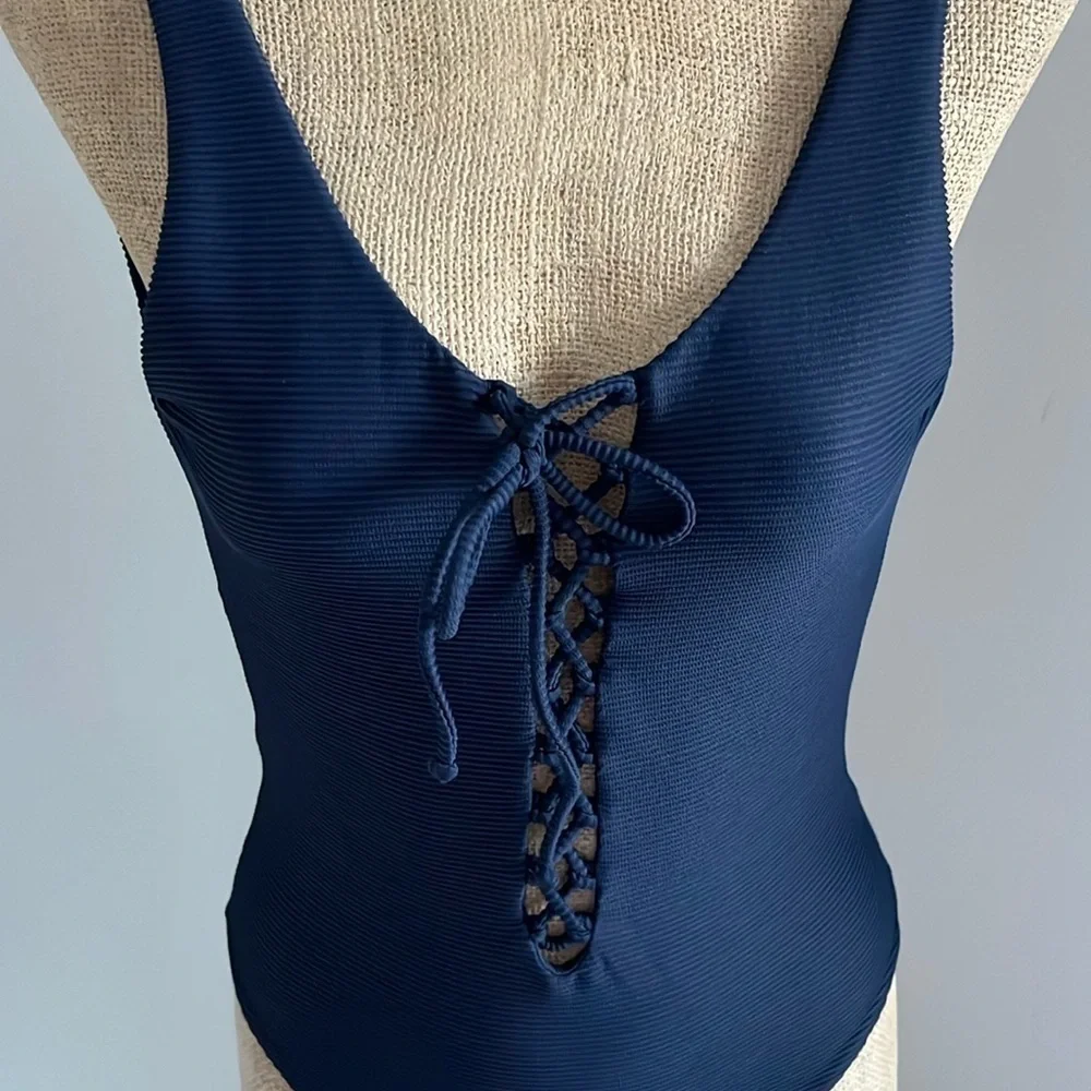 Onia Bridget One Piece Swimsuit  Blue Medium NWOT